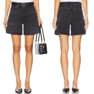 AGOLDE Dame High Rise Baggy Denim Shorts Hitch Washed Black Size 23 NWT